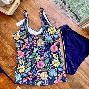 Tankini XL Navy Floral BNWT